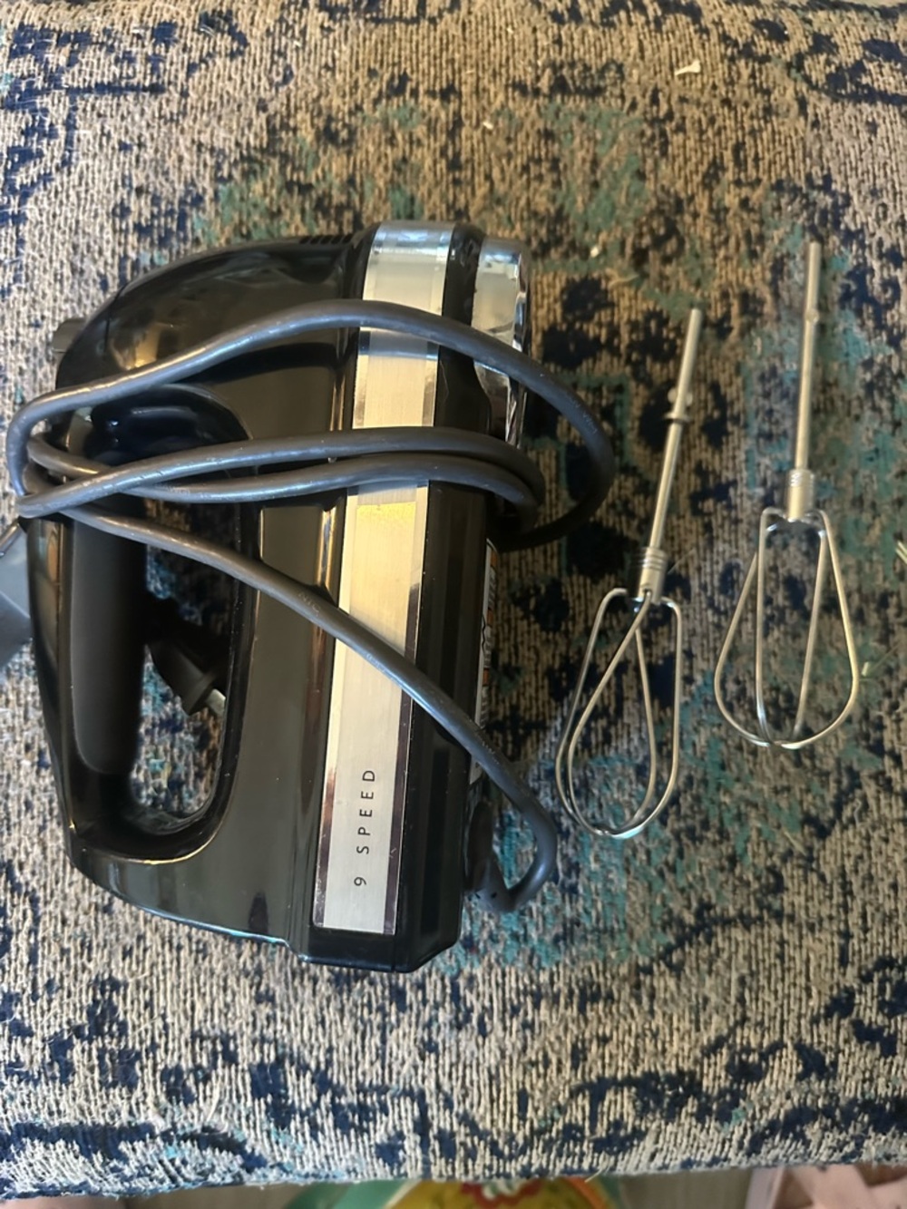 KitchenAid Black 9-Speed Hand Mixer with Stainless Beaters